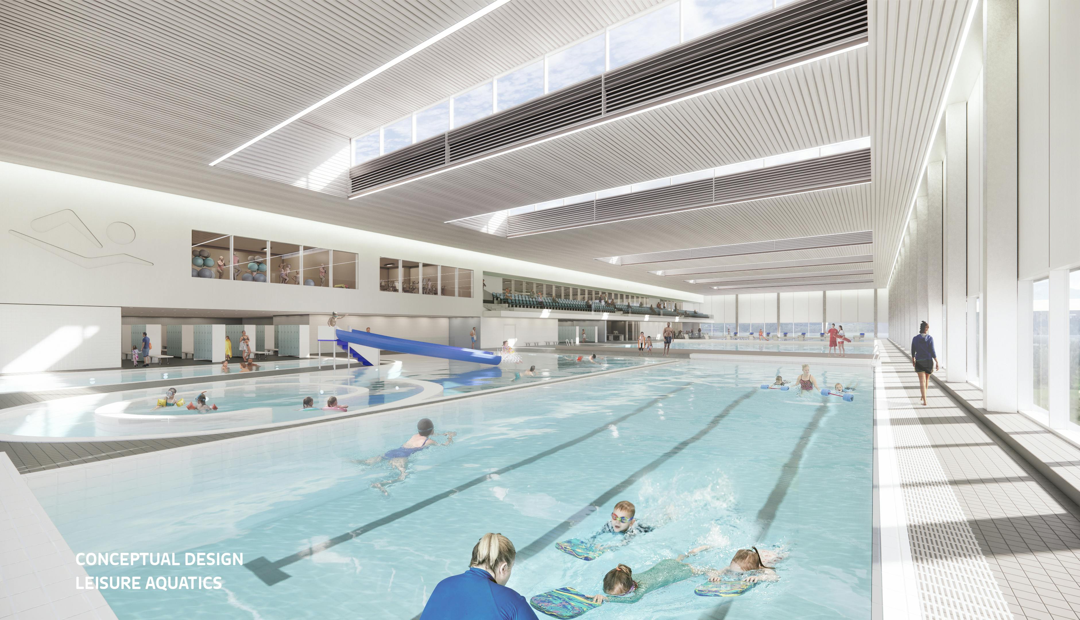 Leisure aquatics and swim lesson area conceptual design