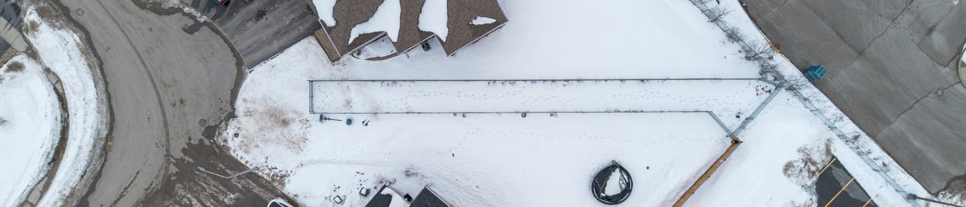 Top down aerial view of Deerfield Walkway.
