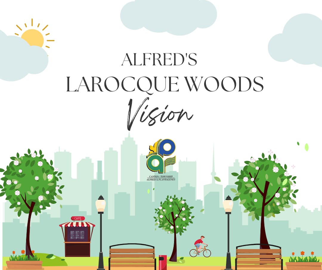 Alfred's Larocque Forest Vision title with the image of a park