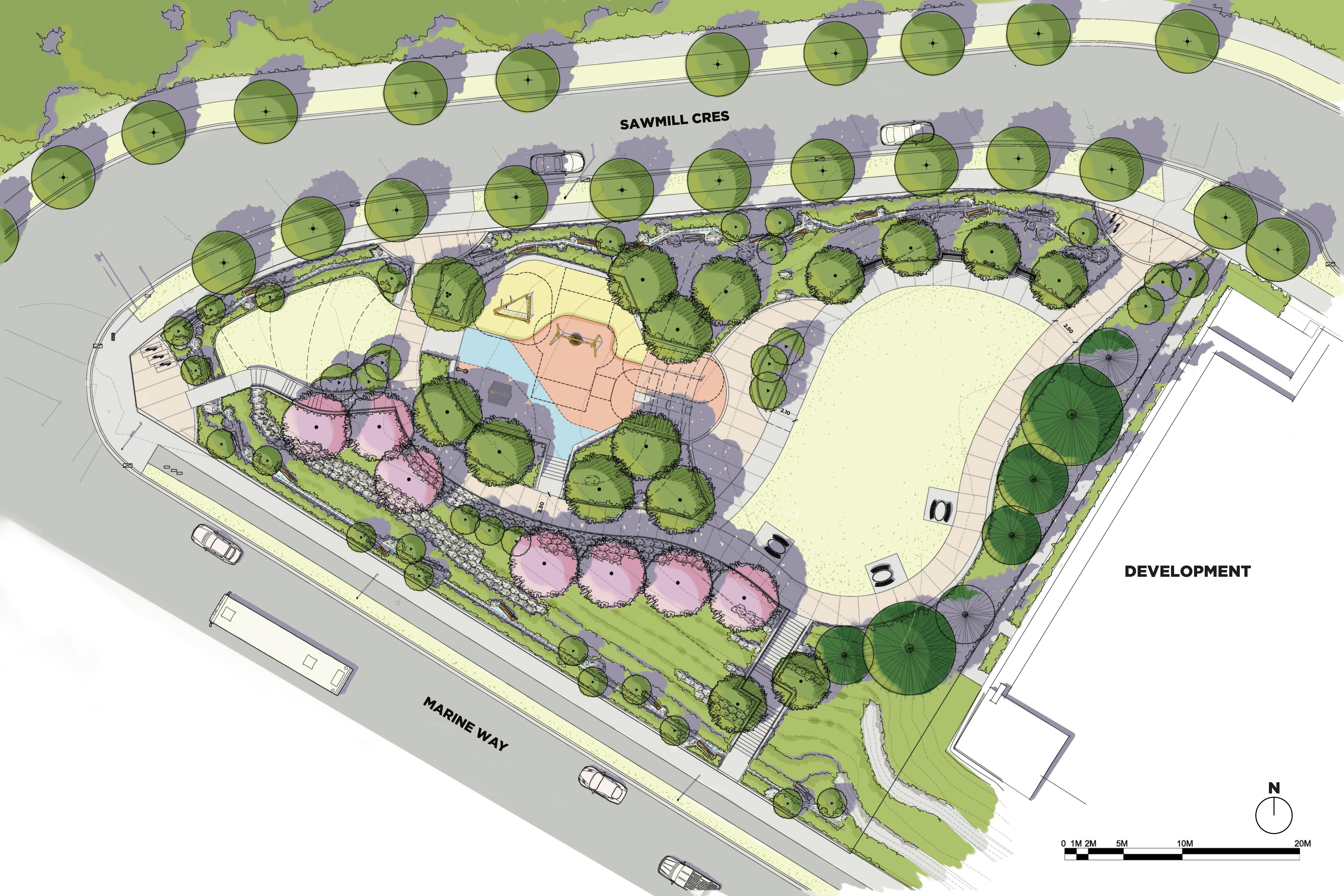 Revised park concept plan without labels