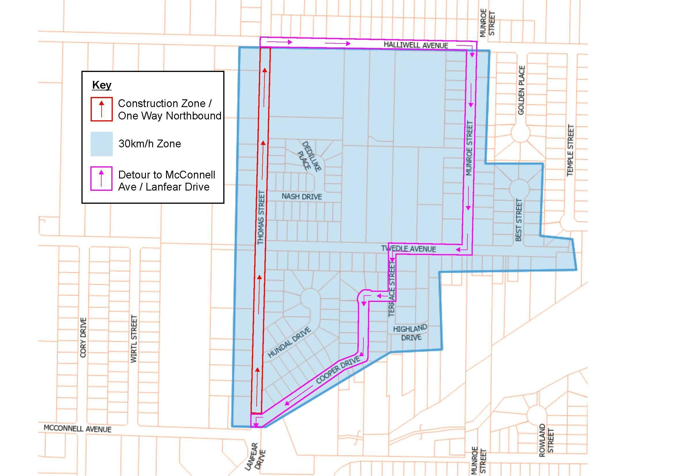 Thomas Street Traffic Pattern as of May 12, 2025