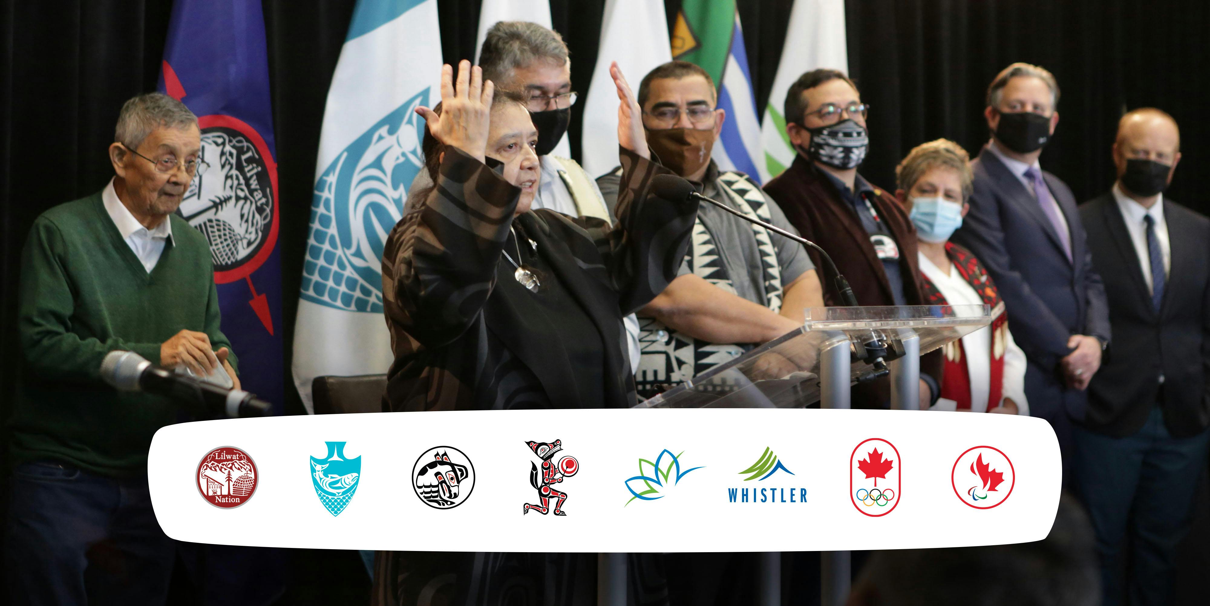 Chiefs of the Four First Nations, the Mayor of Vancouver and the Mayor of Whistler gather during the Collaboration Agreement