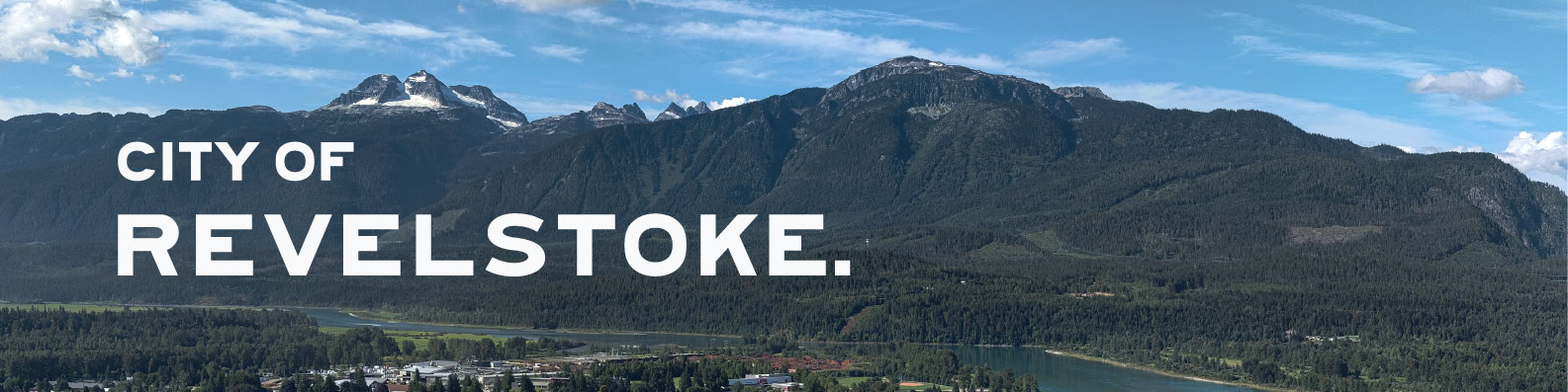A timeline showing the brief history of the City of Revelstoke's logos.