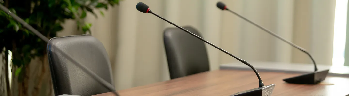 Meeting chairs with microphones