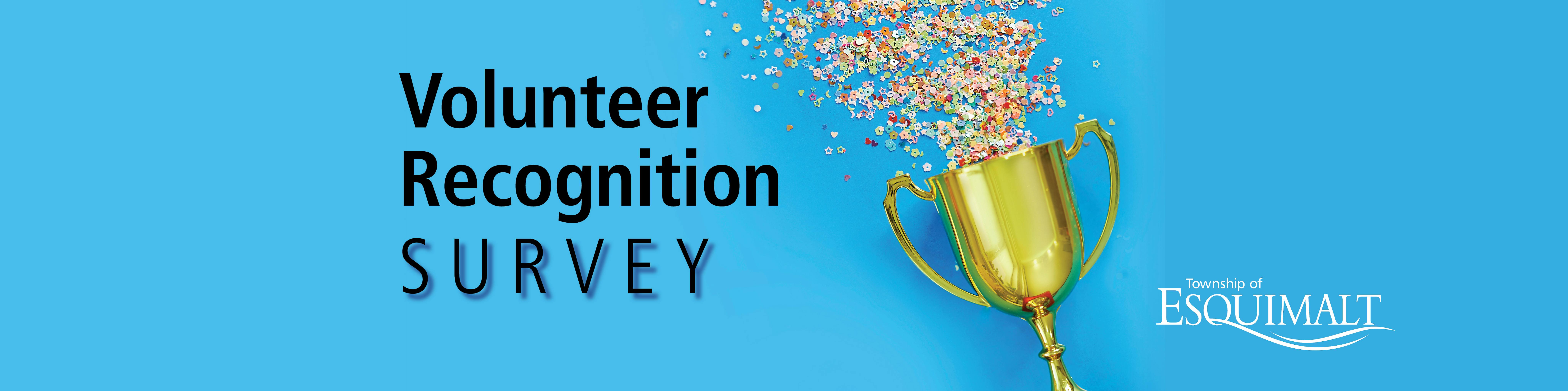 volunteer recognition survey 2023- image of gold trophy cup and confetti