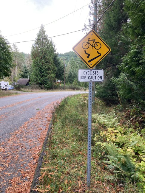 Cyclist signage, Galiano Island