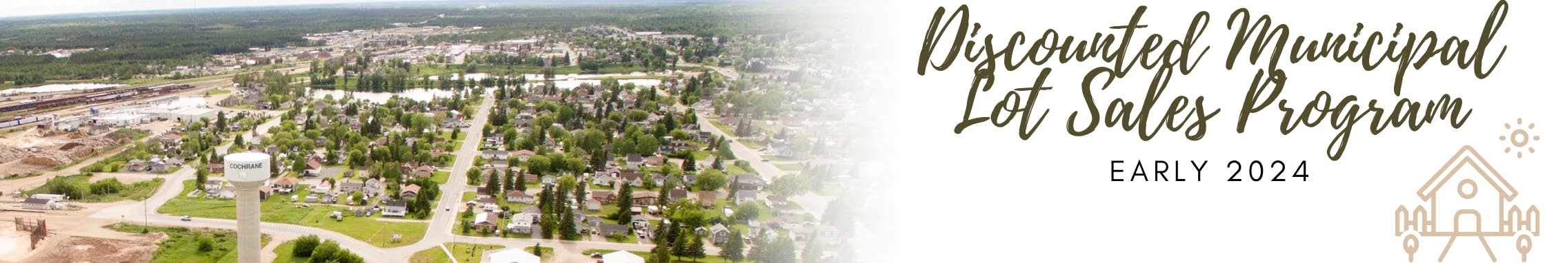 Banner with various land and wording saying "discounted municipal lots program"