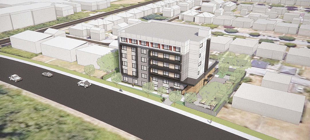 Rendering of the six-storey residential building on South Grandview Highway at Copley Street.