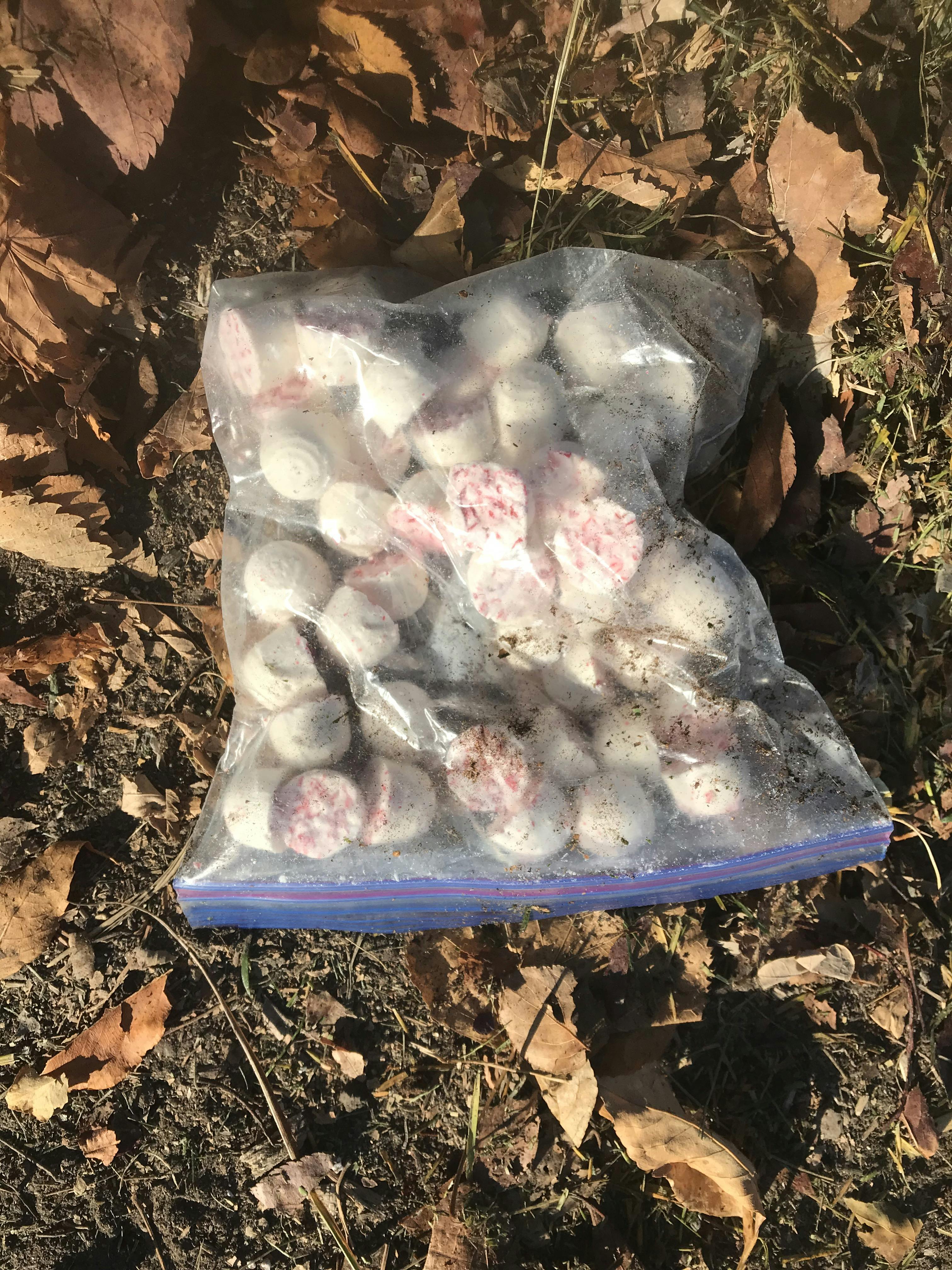 Hard candies in a plastic sandwich bag