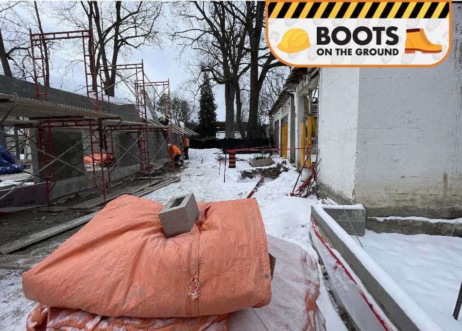 Boots on the Ground - Laying concrete blocks for the Greenhouse Conservatory