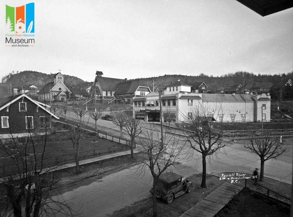 Powell River 2nd and Oceanview Street (Courtesy of qathet Museum & Archives)