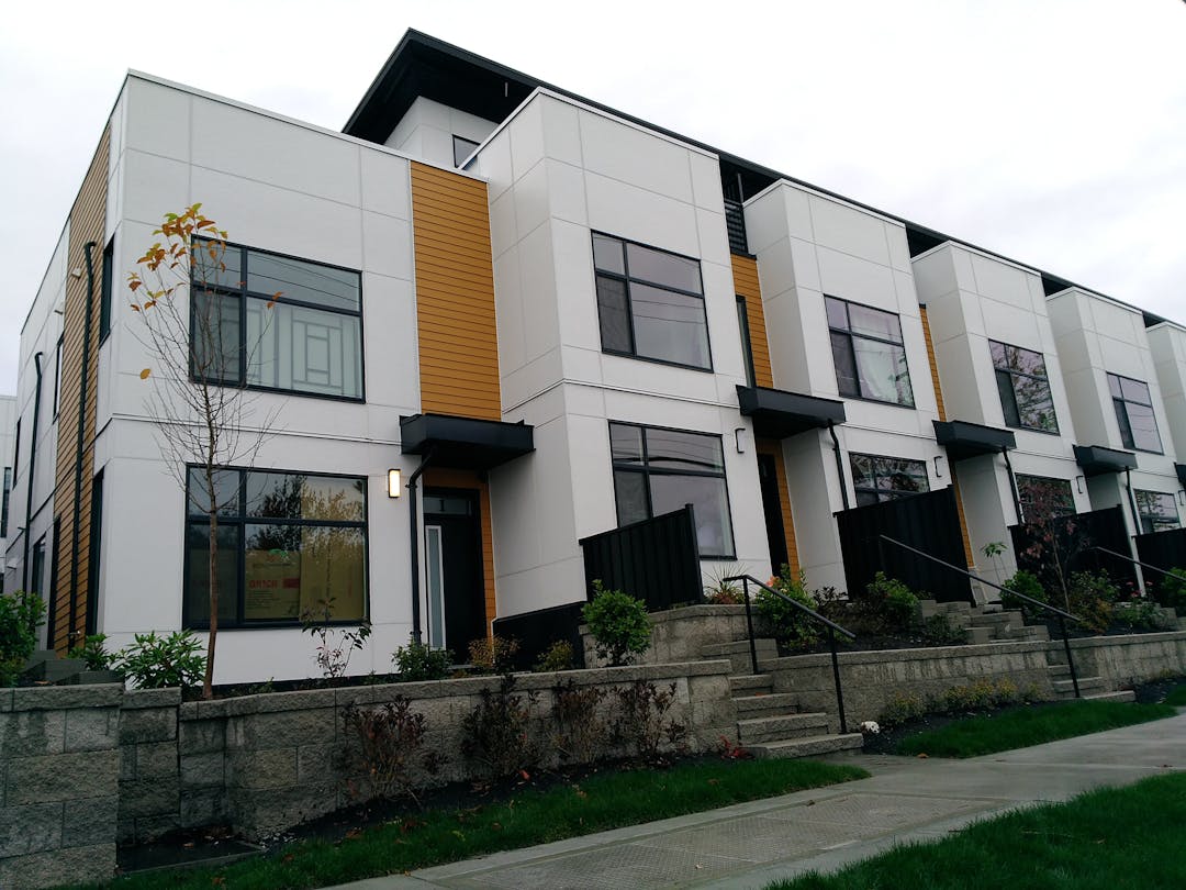 Townhouses that are an example of an infill housing development