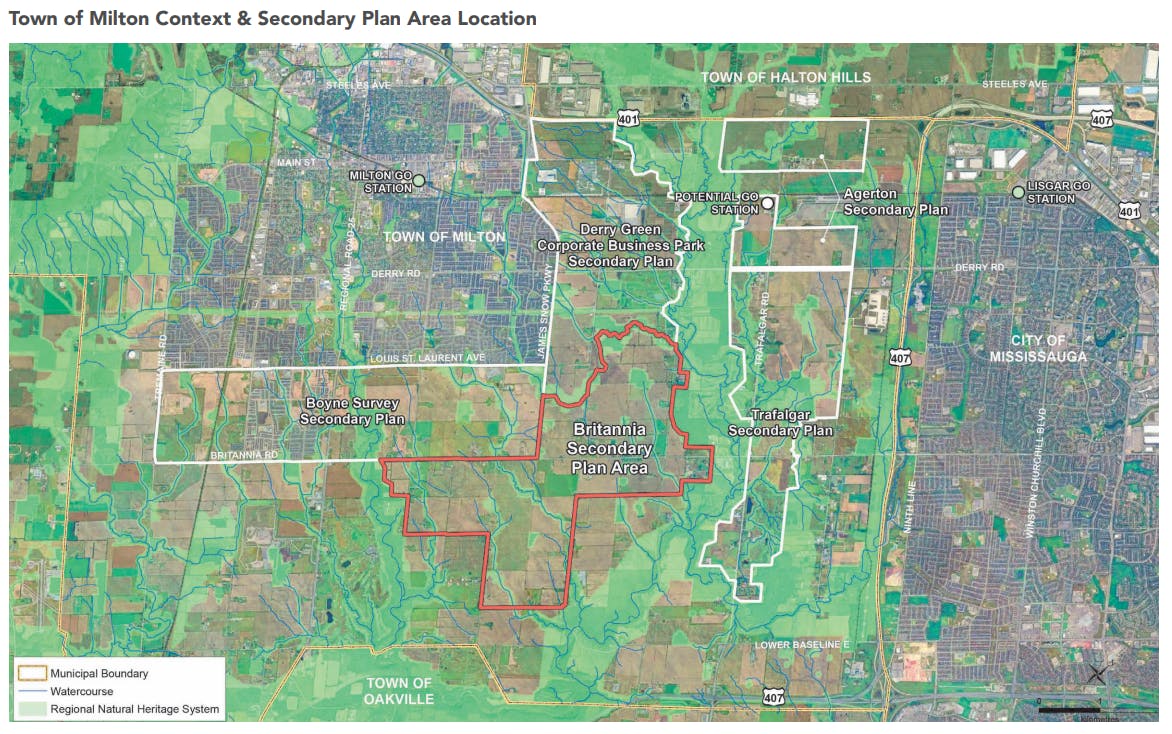Town of Milton Context and Secondary Plan Area Location