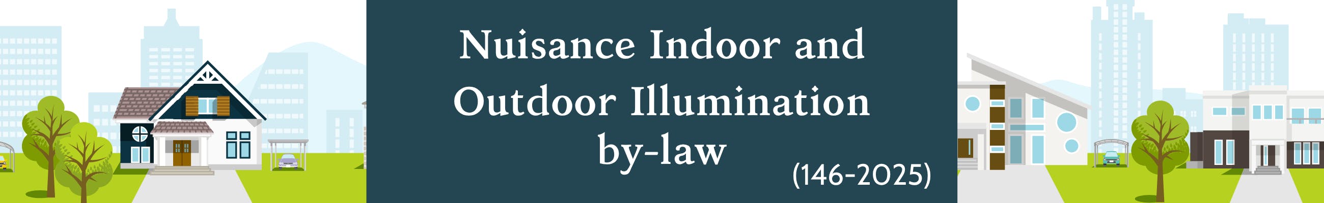 Words Property Standards By-Law over image of outdoor lighting next to bushes