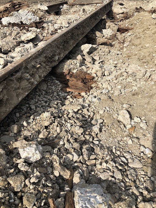 Street Car Rail with Old Wooden Ties