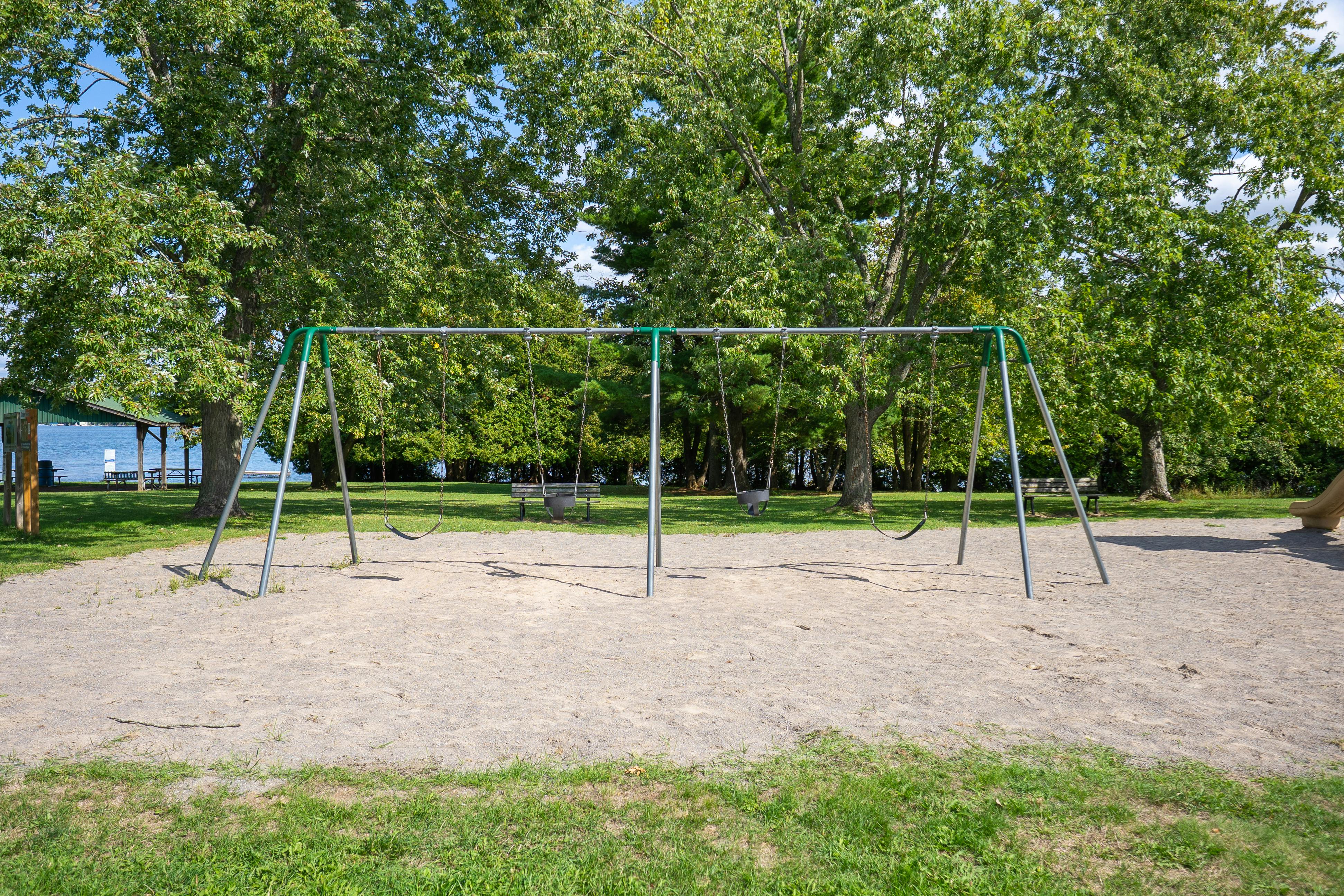 Photo of existing swing set at the Ennismore Waterfront Park and Beach