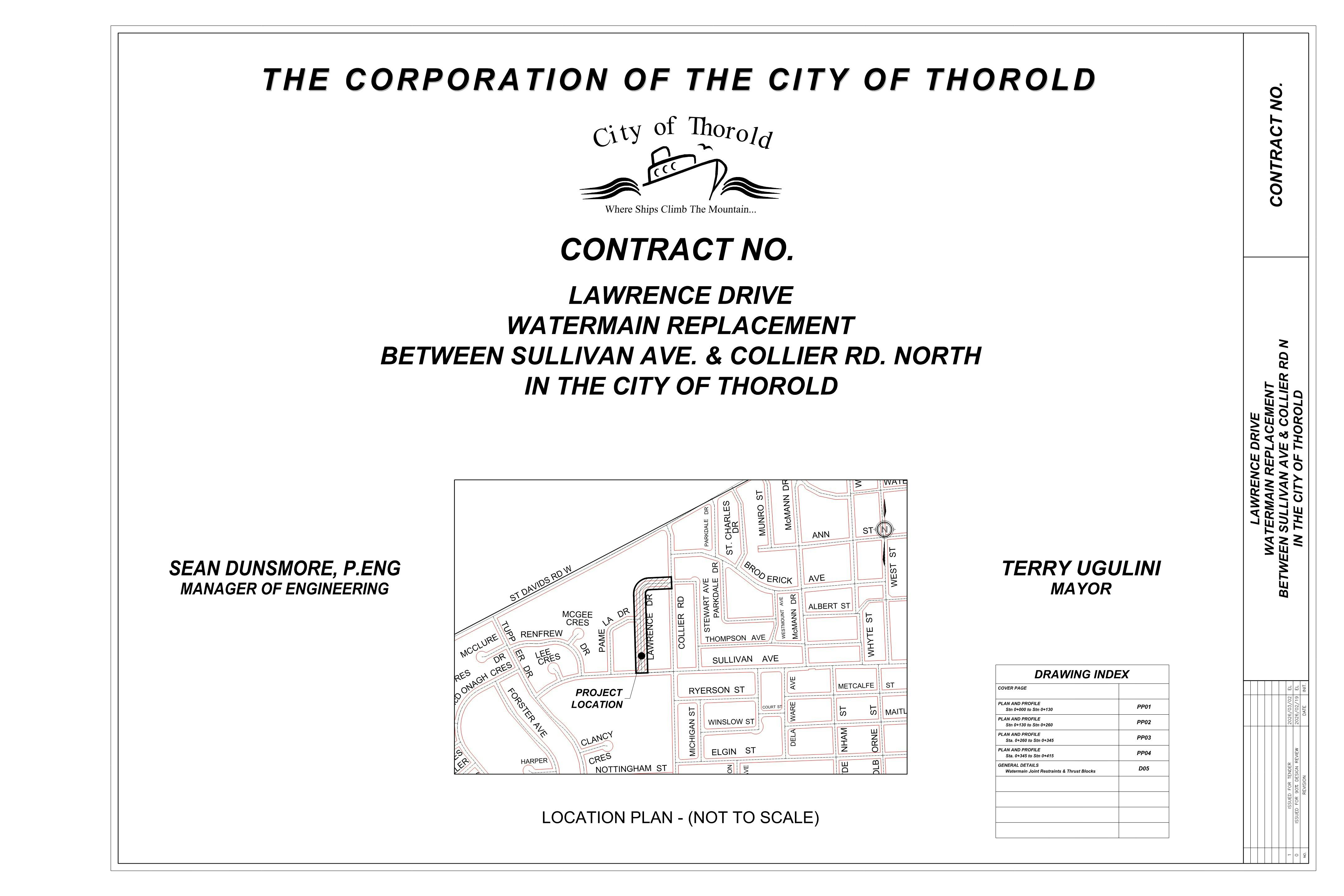 Civil Set Drawing - Lawrence Dr Watermain - Page 1