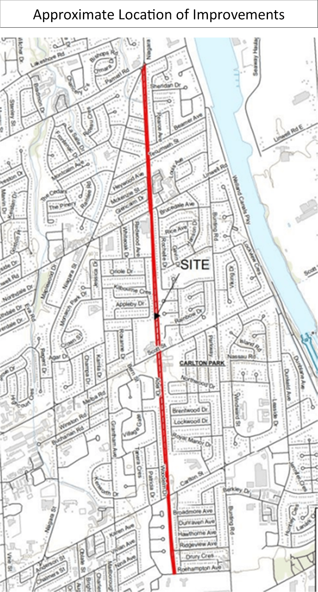 Map of approximate location of improvements