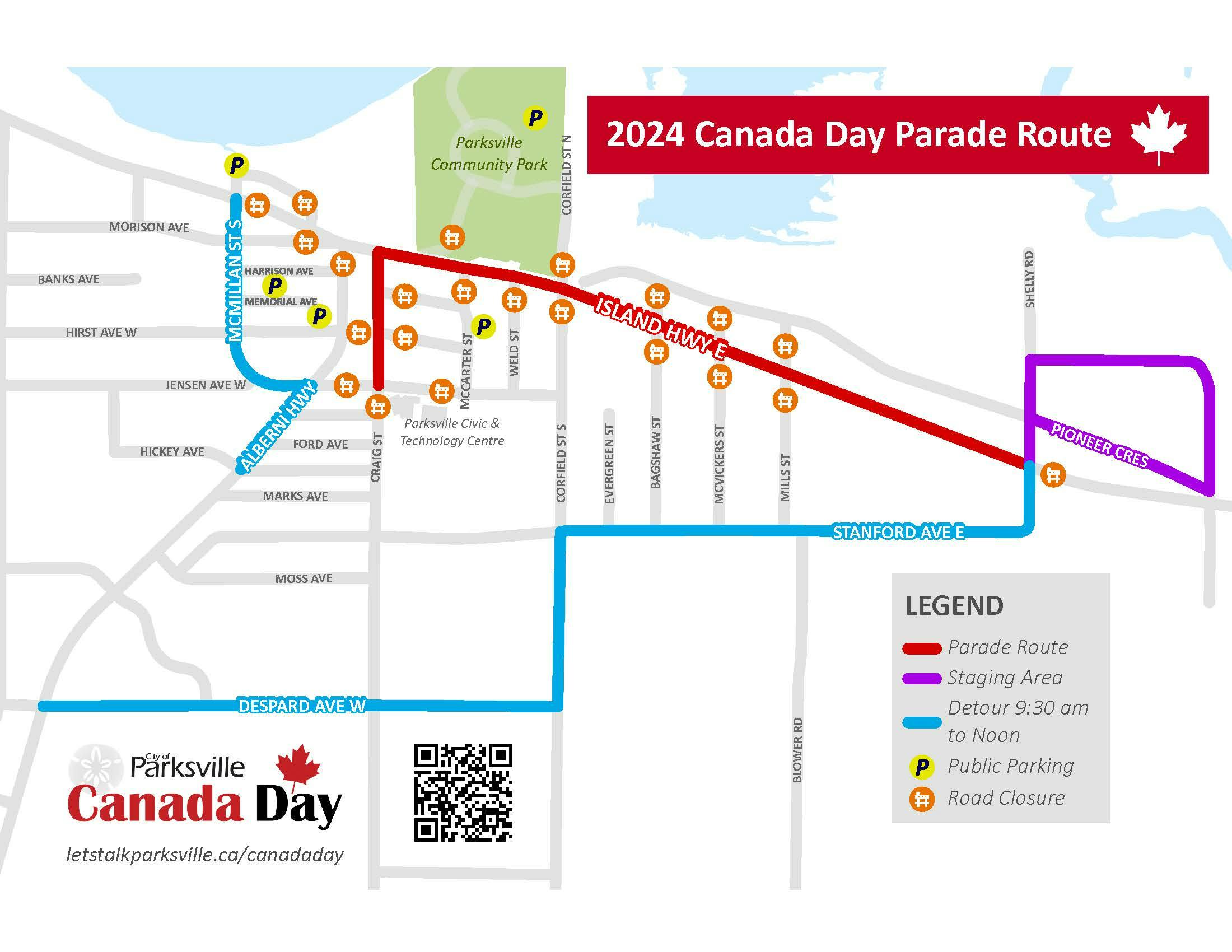 Canada Day Parade Map