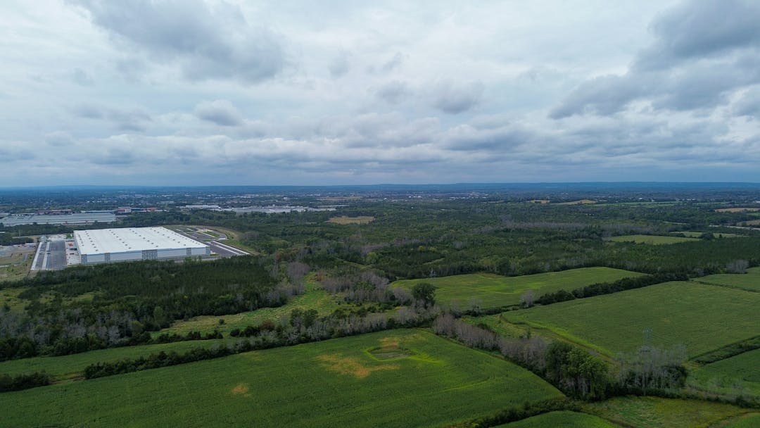 An aerial view of the eastern edge of the Belleville Northeast Industrial Park.