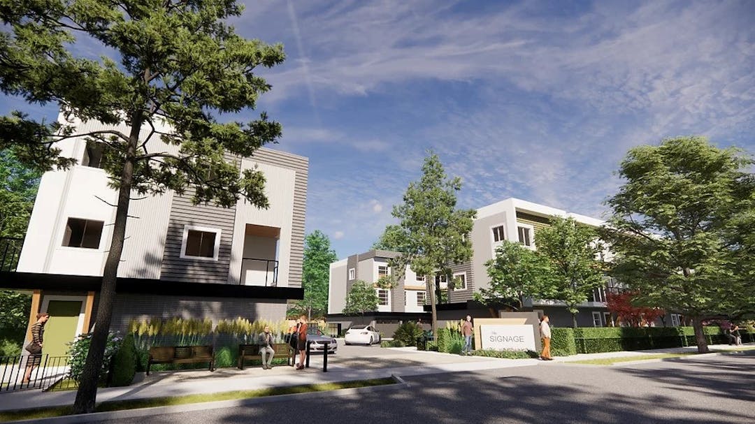 Rendering of the proposed development, which includes 45 ground-oriented townhouse units.