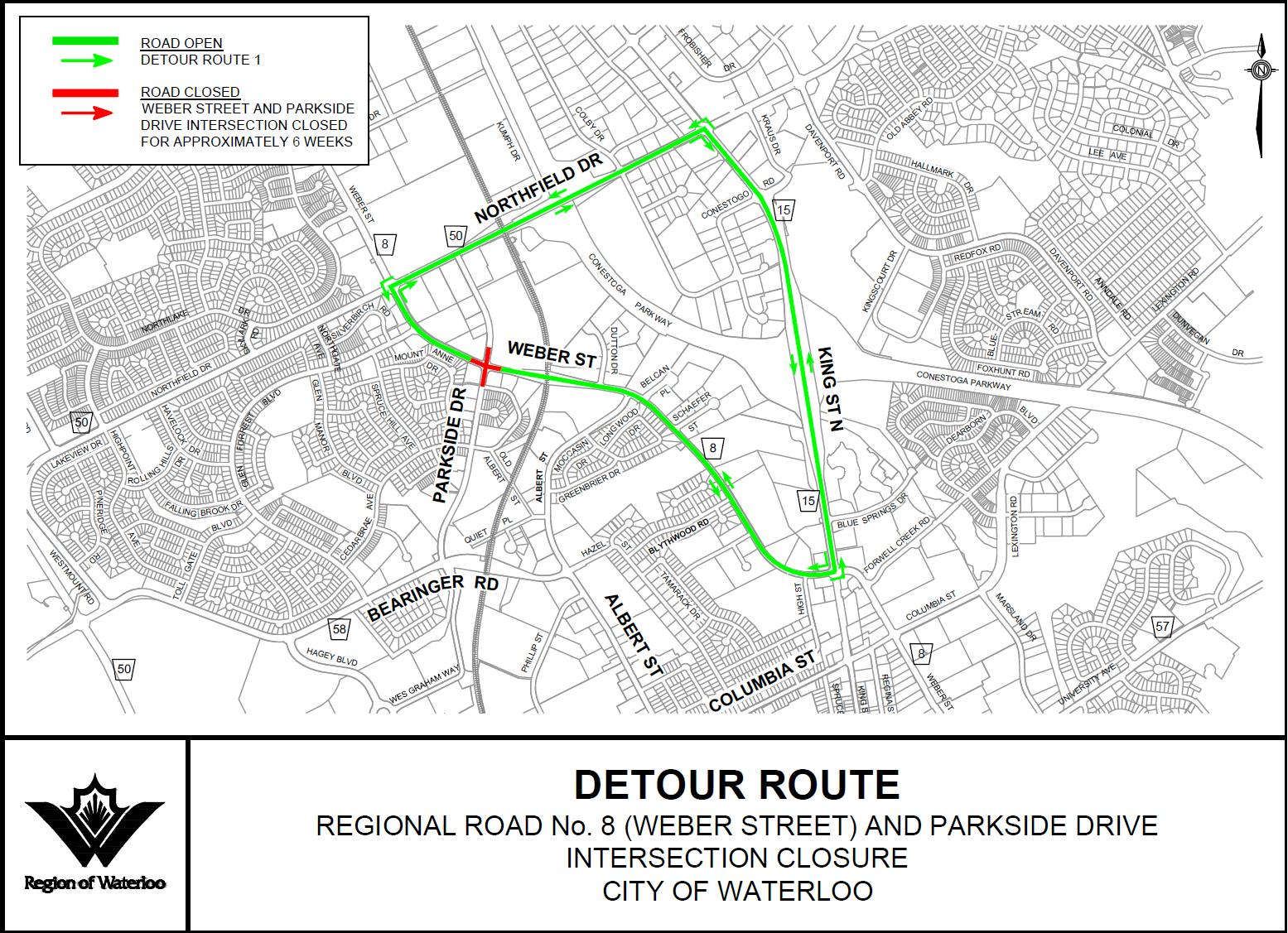 Detour Route - Stage 1 - Parkside Dr. Intersection Closure