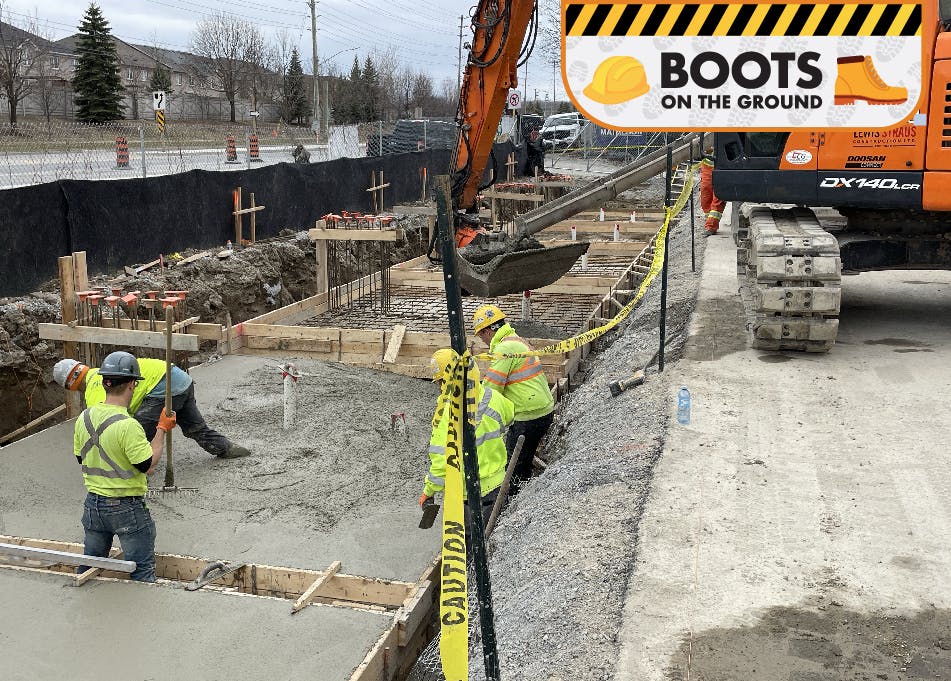 Boots on the Ground - Pouring cement footings for the solar shade