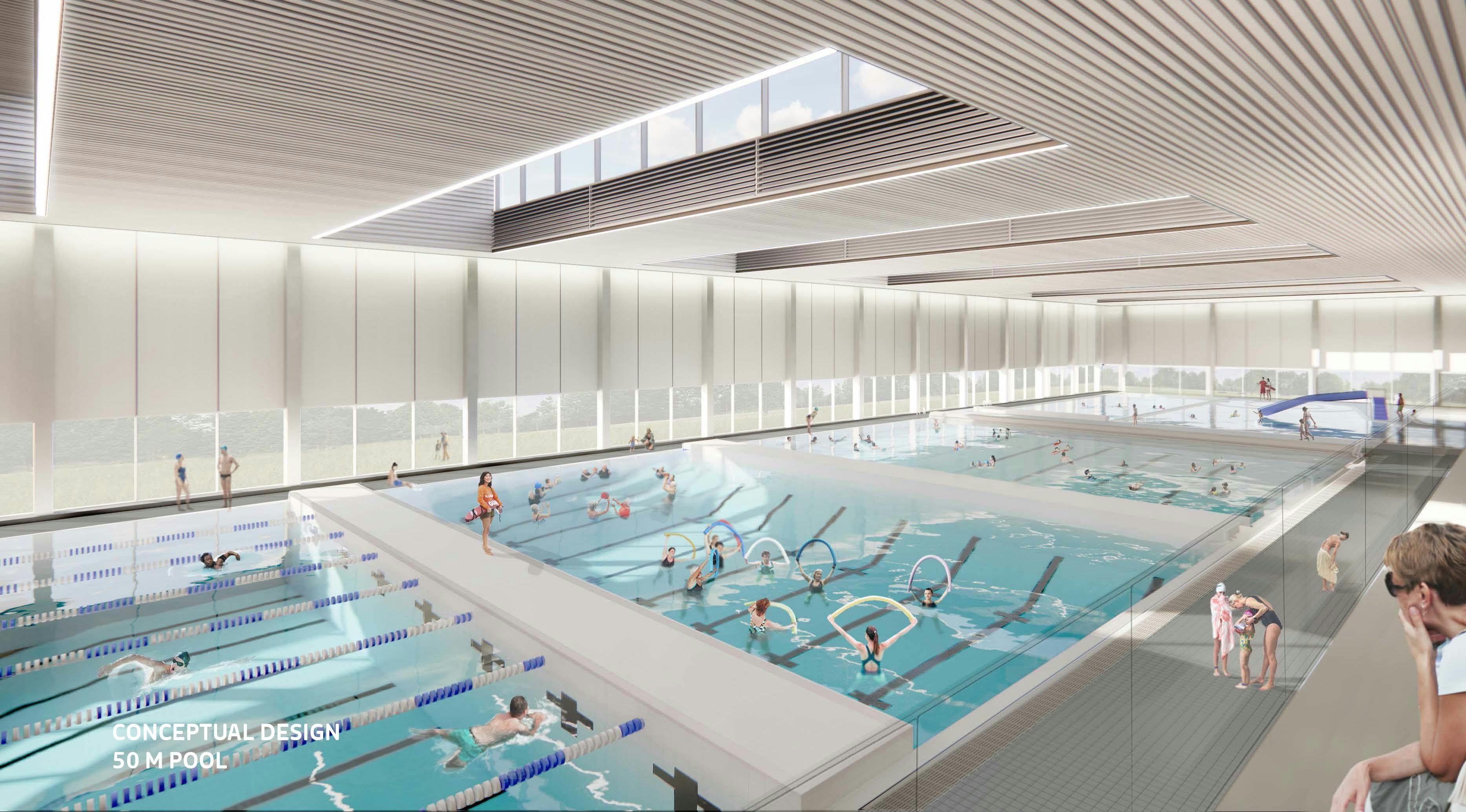 50m pool with two movable bulk heads conceptual design