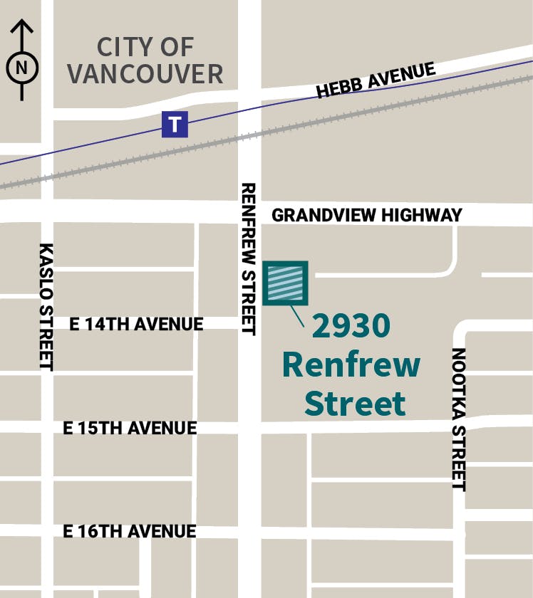 Map of Supportive Housing Building at 2930 Renfrew Street Vancouver
