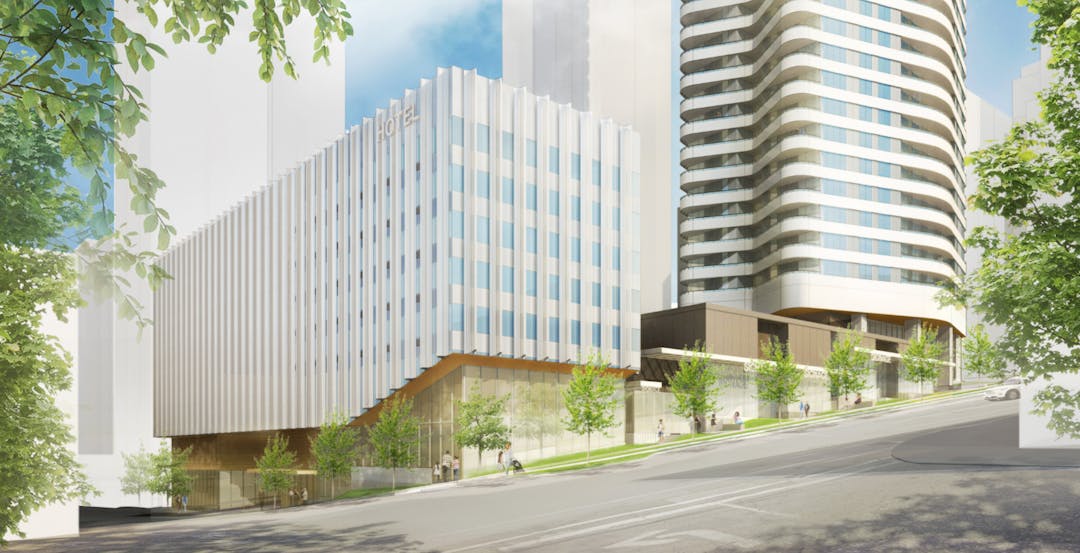 Rendering of 20-storey academic and student housing building at 808 Royal Avenue