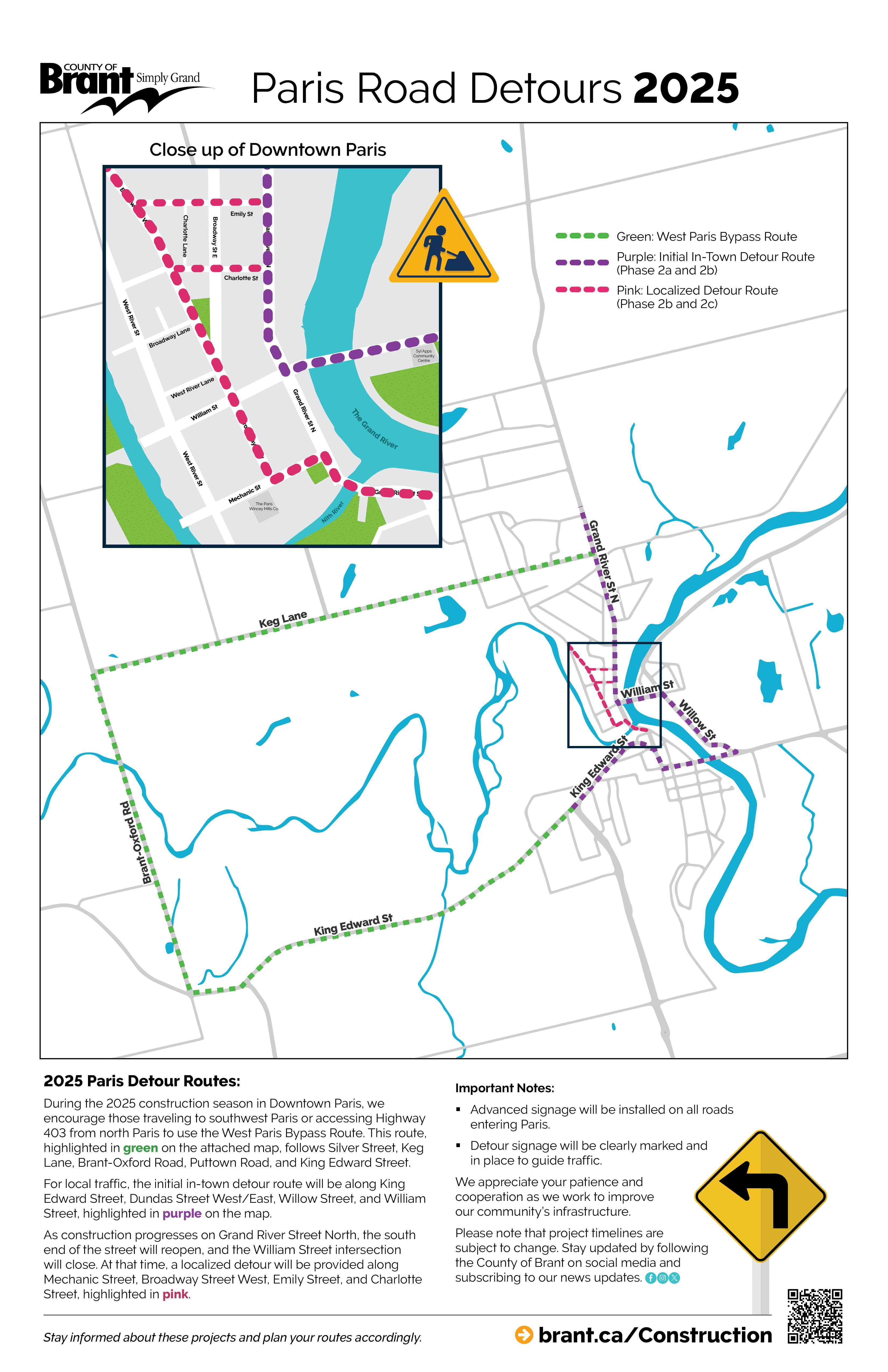 Downtown Paris Detour Routes Map