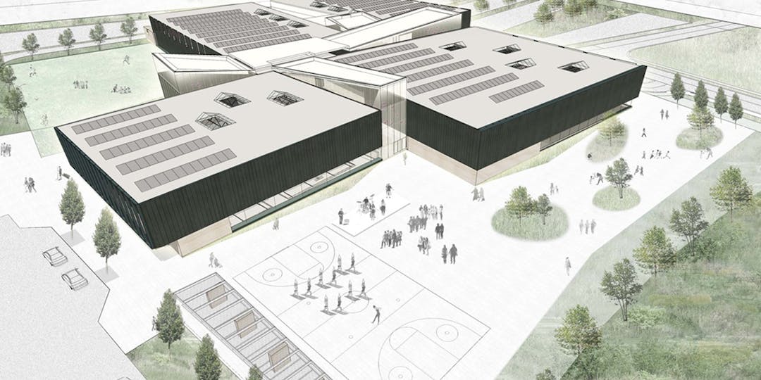 Three proposed New Whitby Sports Complex designs.