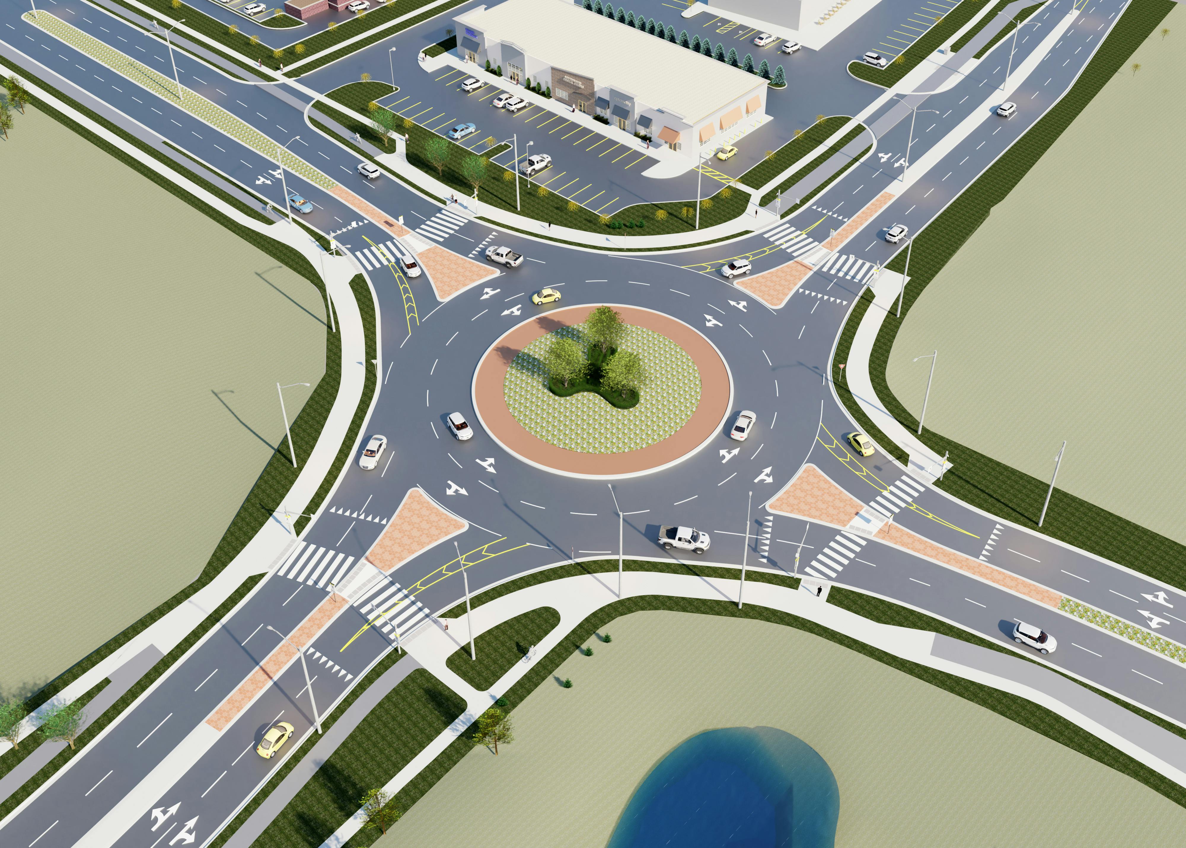 Design rendering of Southdale / Colonel Talbot roundabout, looking southeast 