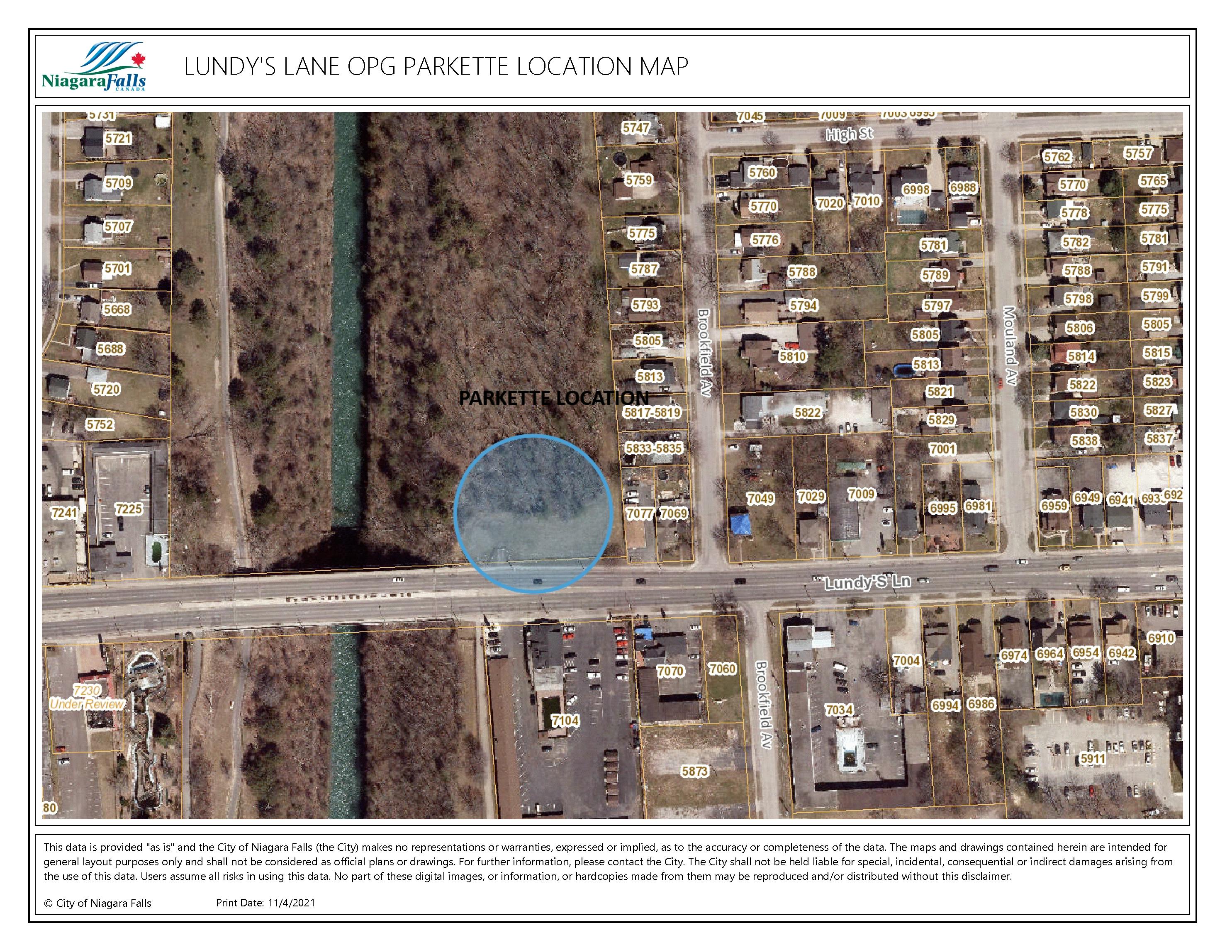 Lundy's Lane OPG Parkette Location Map