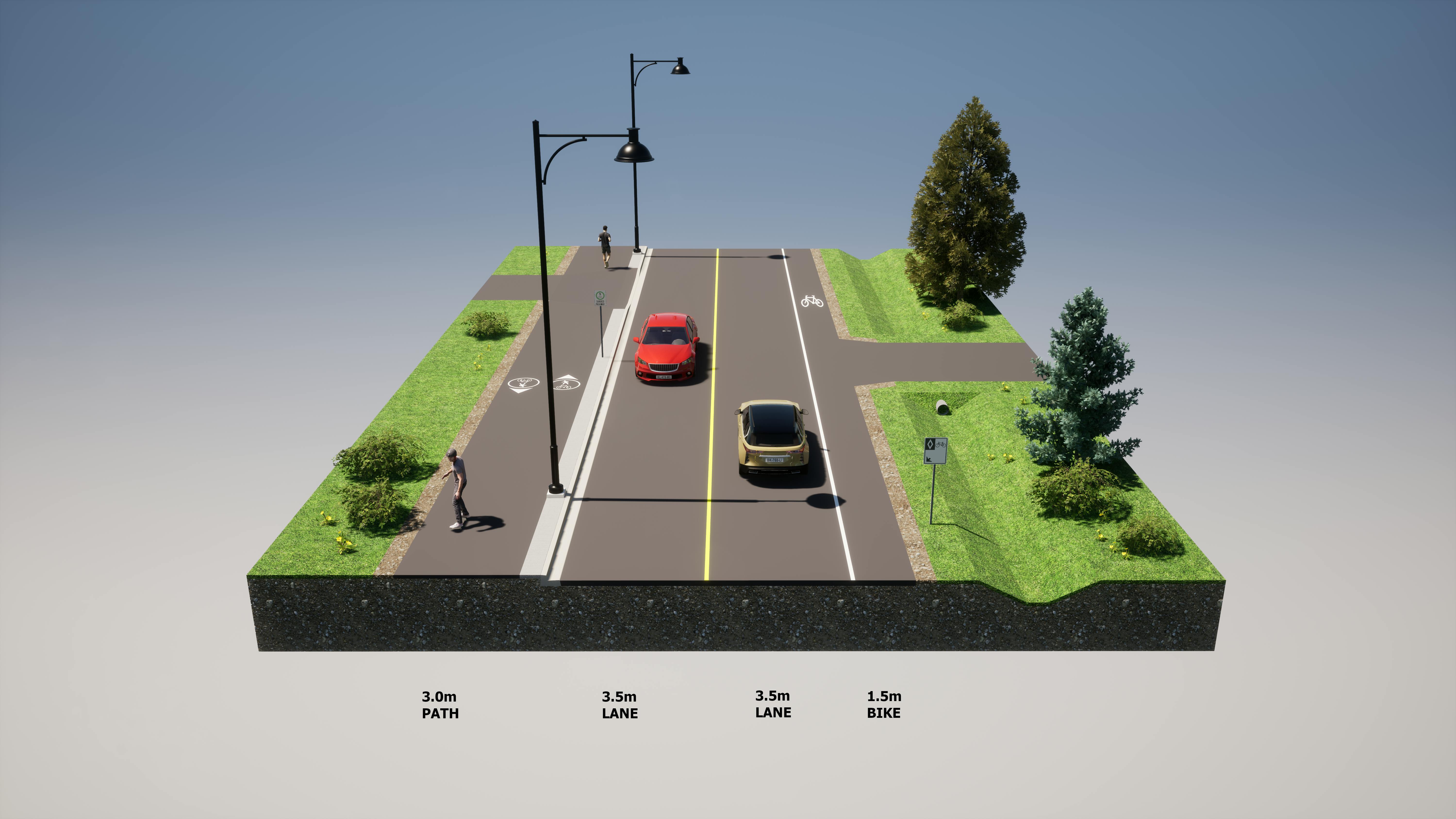 Rendering of Boucherie Road from Ogden Road to Montigny Road