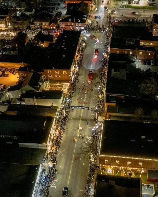 Santa Parade in Downtown at Night