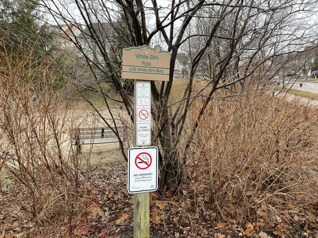 White Elm Park sign post