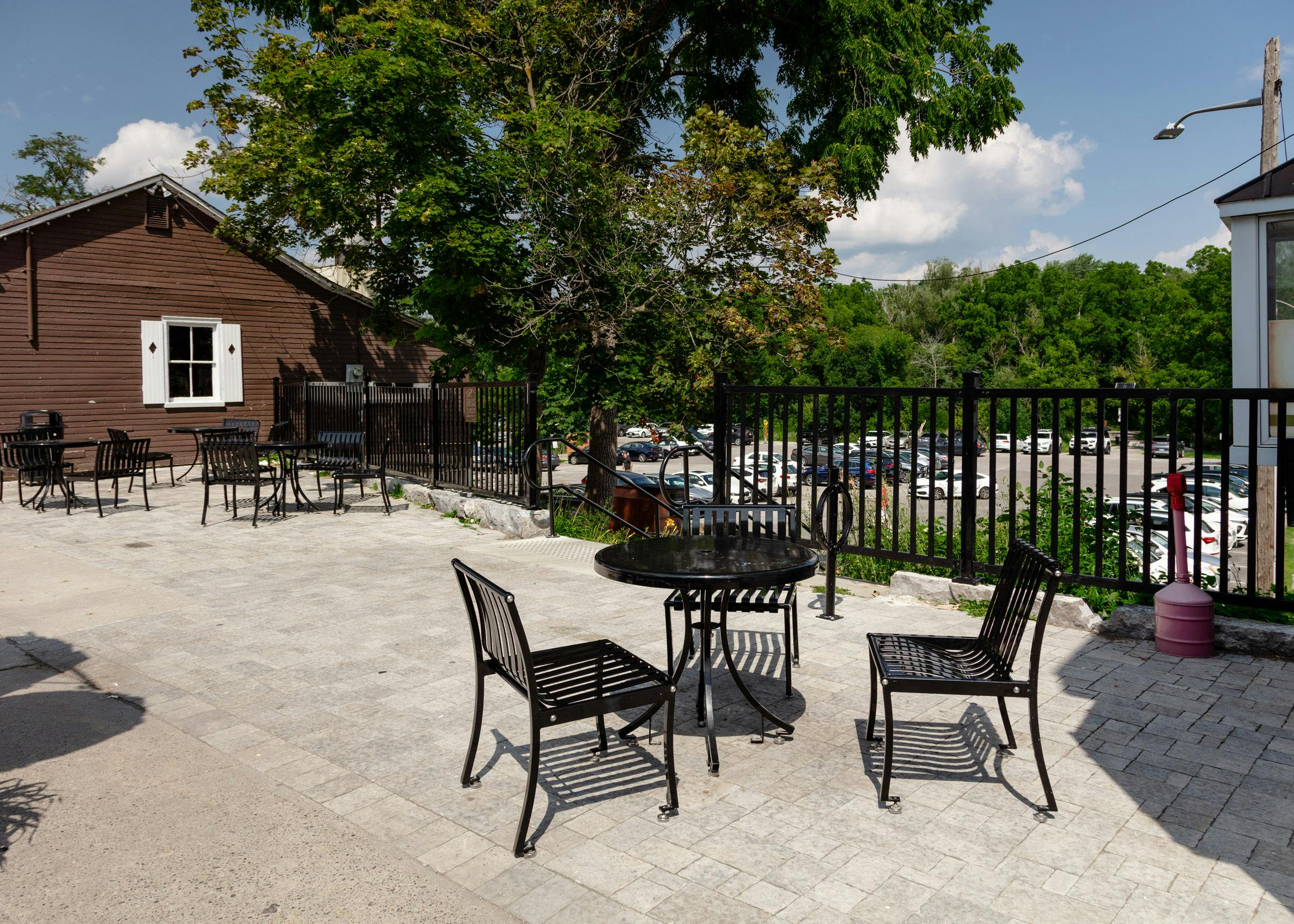 Fence - The fencing included in Opportunity 1 runs along the east edge of this small plaza.