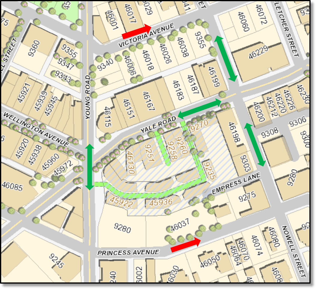 Map of Victoria and Princess Proposed One-Way 