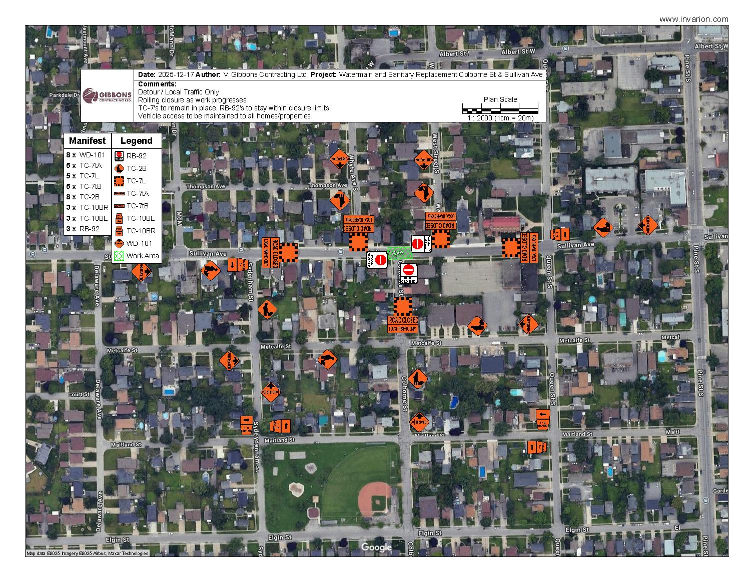 Sullivan-Colborne Road Closure Map 1