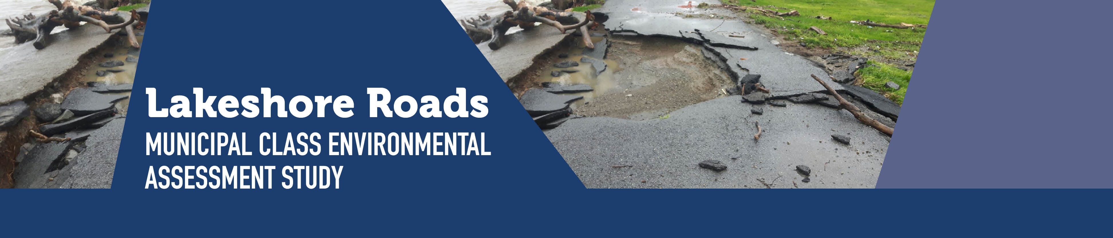Damaged road along shoreline