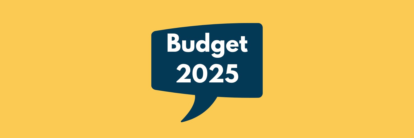 A speech bubble containing the words BUDGET 2025