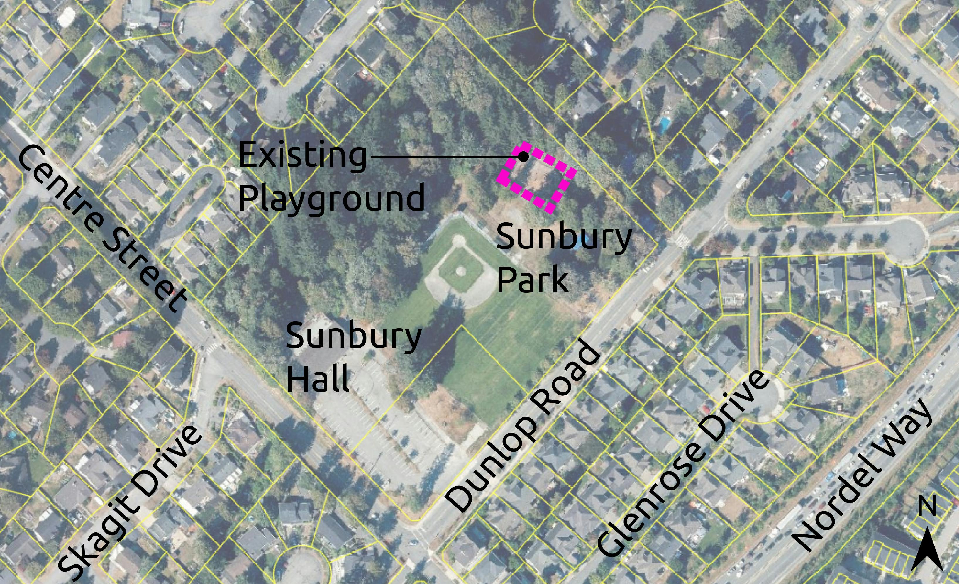 Sunbury Park - Playground Location Map