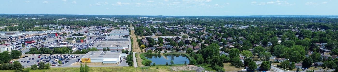 Aerial photo of the hydro transmission corridor along Bell Boulevard.