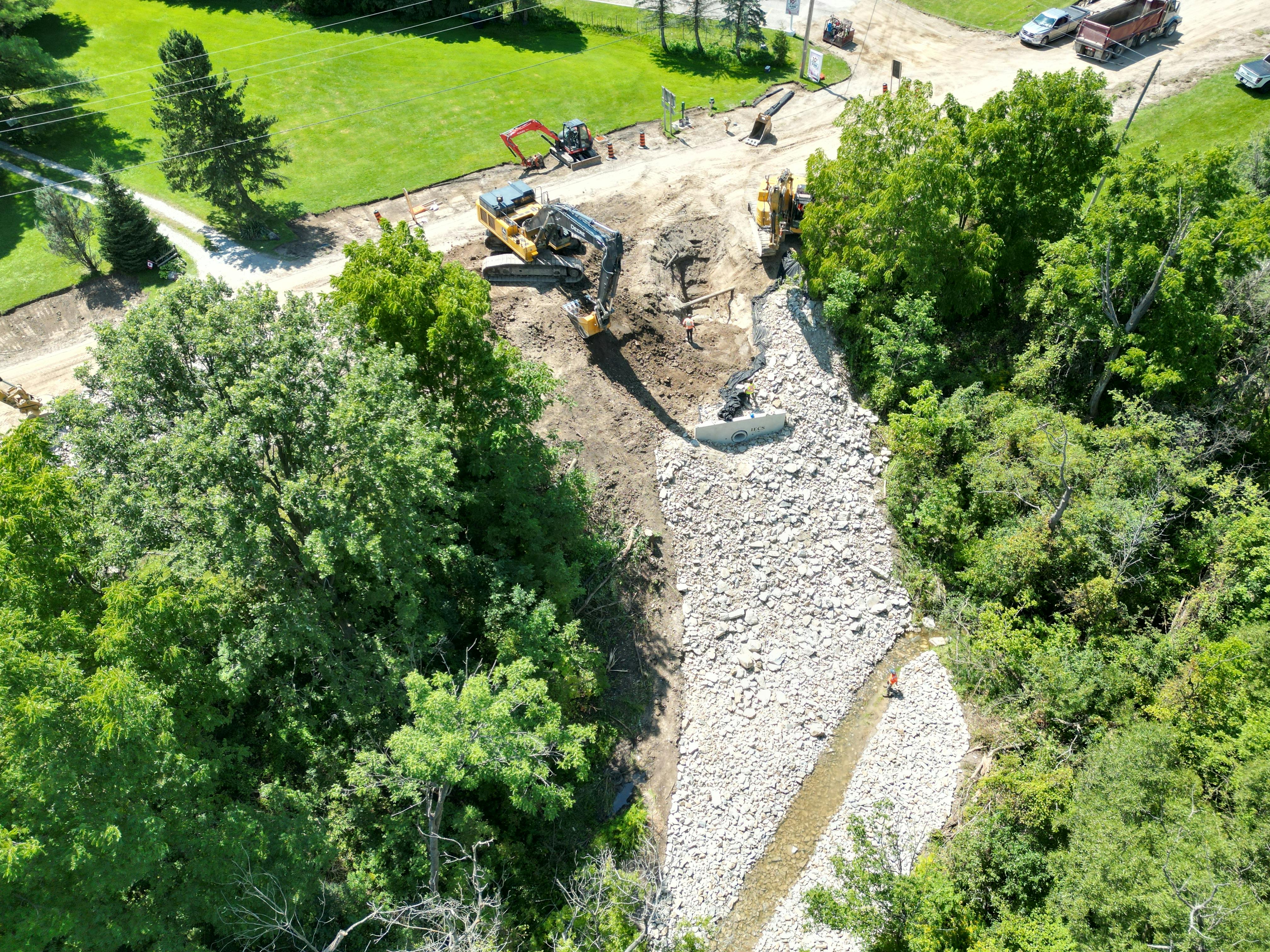 Drone photo of construction on St. George Street 