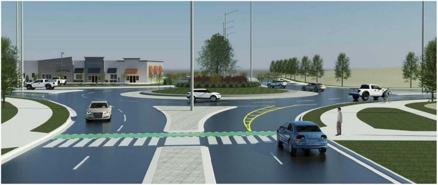 Design rendering of Southdale / Colonel Talbot roundabout, looking south