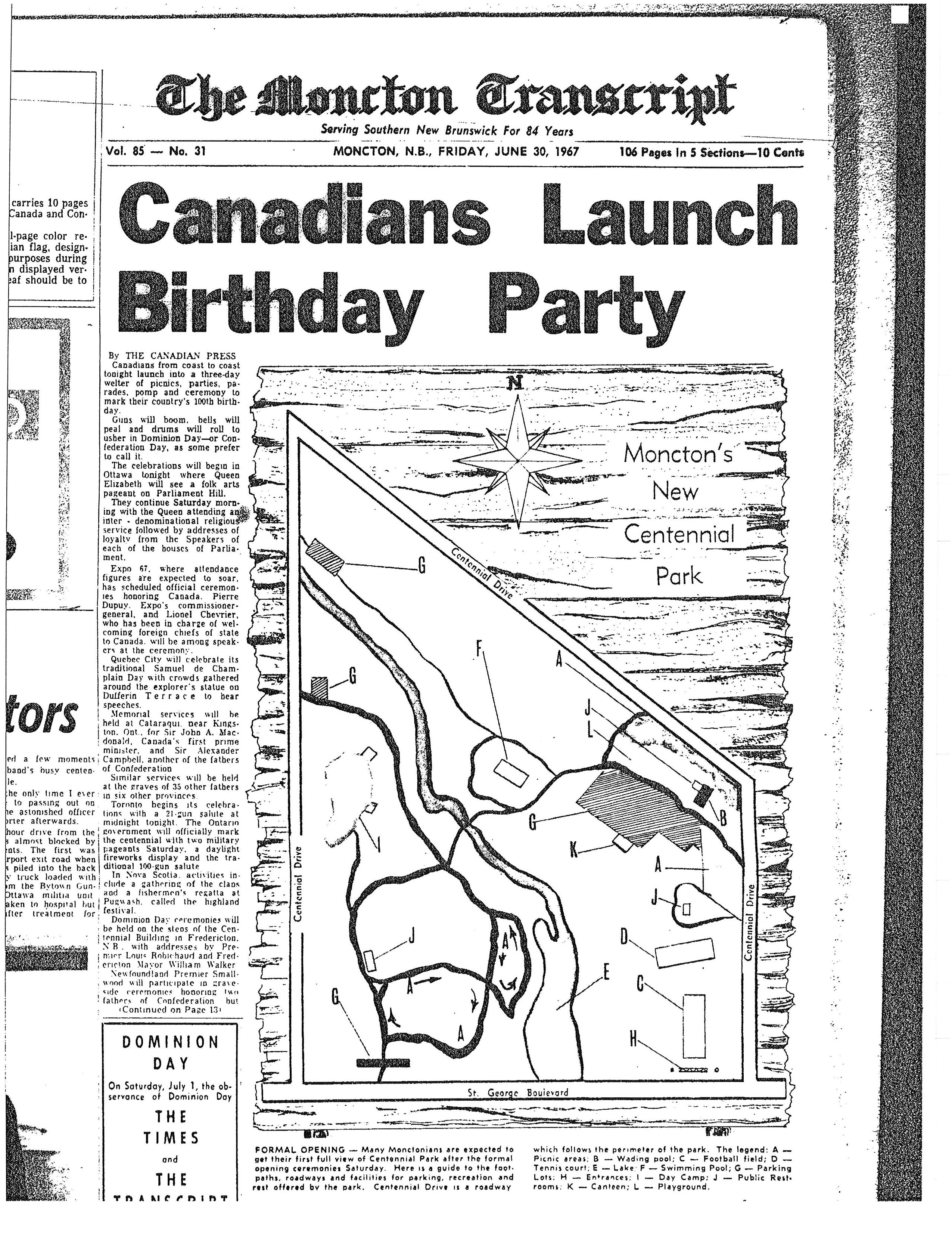 The Moncton Transcript, le 30 juin 1967 (page 1)
