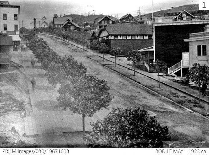Ash St looking east in 1923 (Rod Le May, courtesy of qathet Museum & Archives)