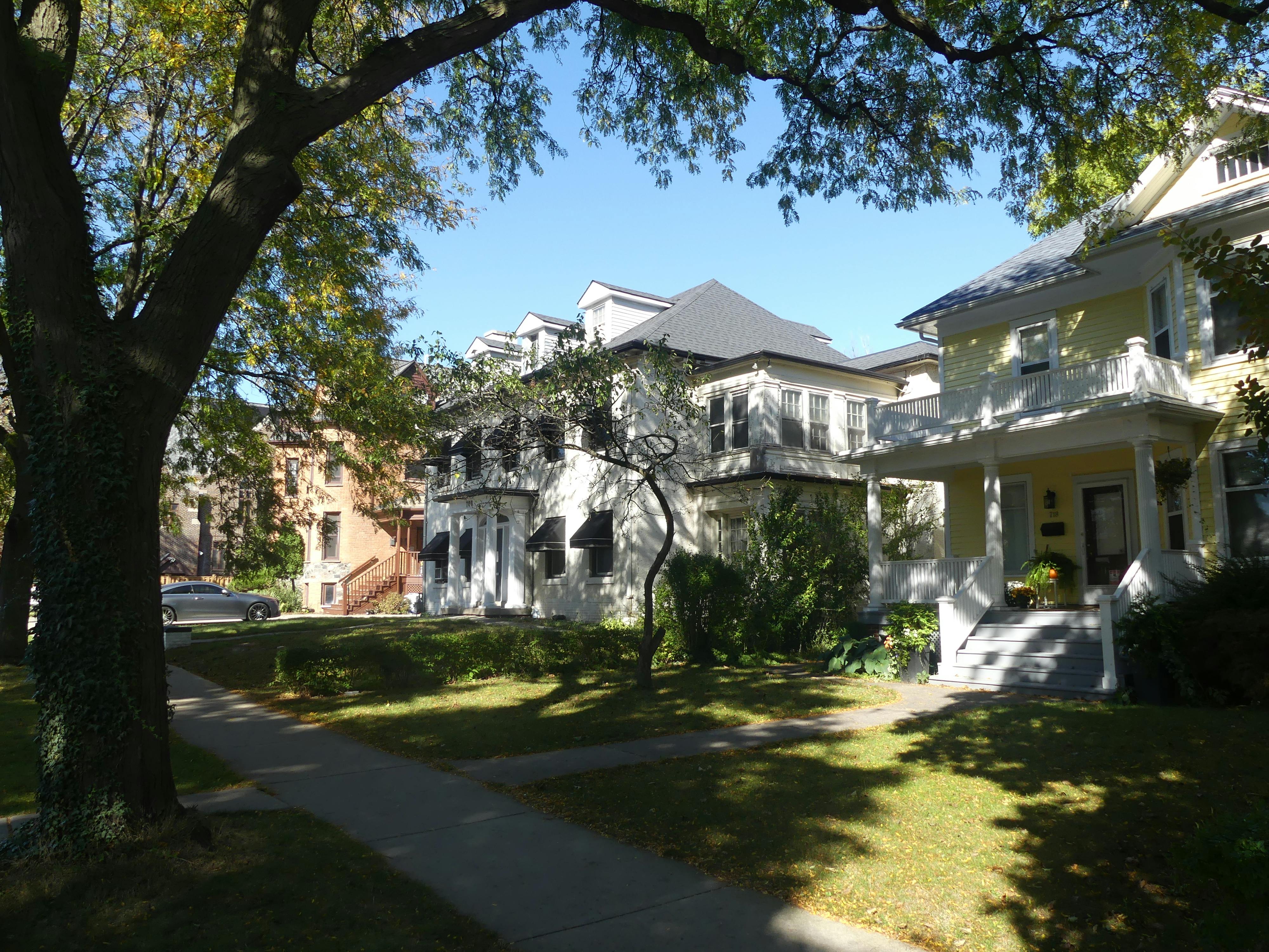 View of houses on Victoria Avenue near Pelissier Street Parking lot