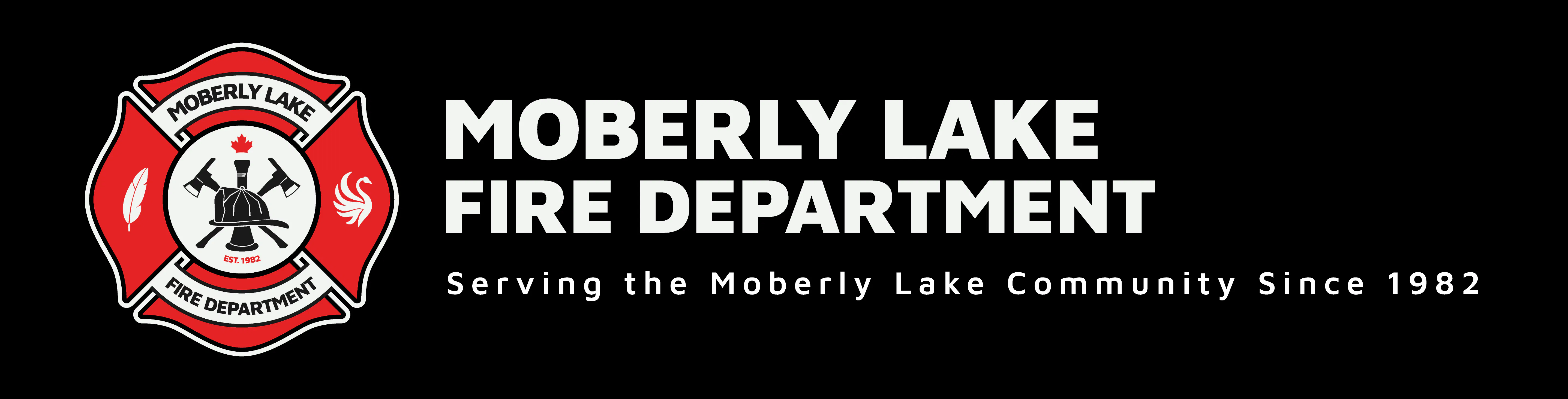 A black background with a red, black and white fire department crest in the foreground with common fire fighting symbols